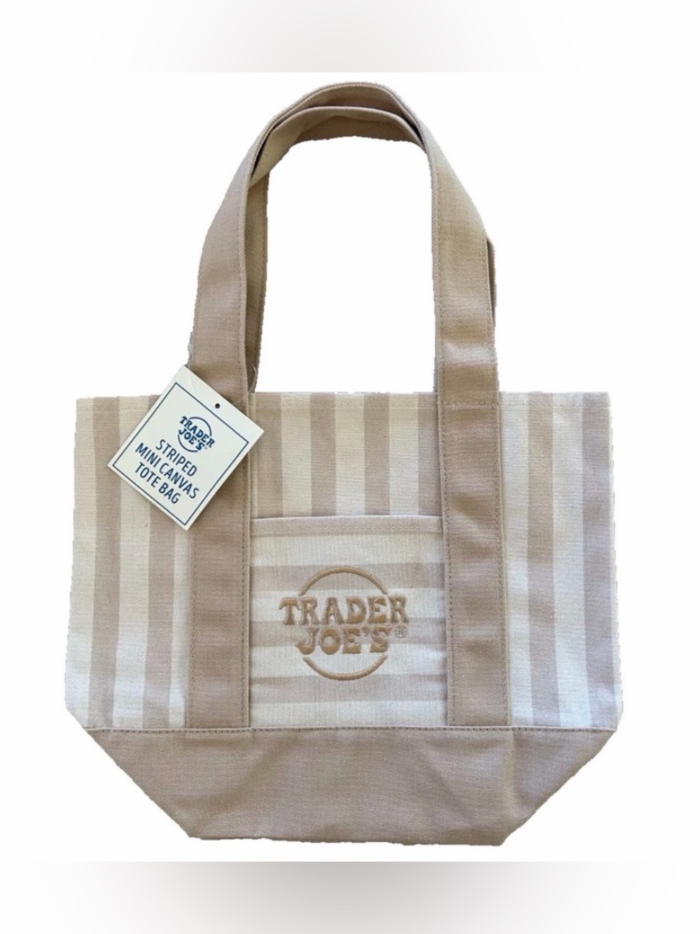 Trader Joe’s Tan Striped Mini Canvas Tote Bag